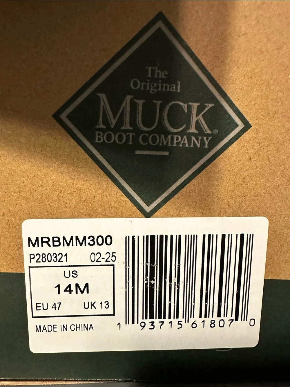 NIB The MUCK Boot Co Men’s Olive Green Harvester 12” Rubber Boot - Size 14